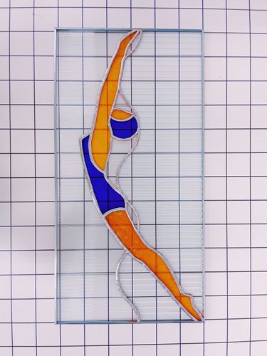 Swimmer Stained Glass for Residential Project